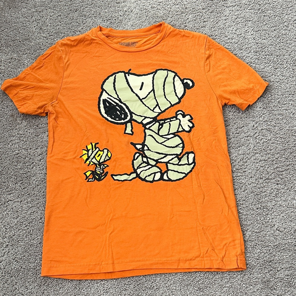 Peanuts Snoopy Halloween Mummy Graphic T Shirt Orange